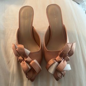 Loeffler Randall pink satin mules small heel never worn